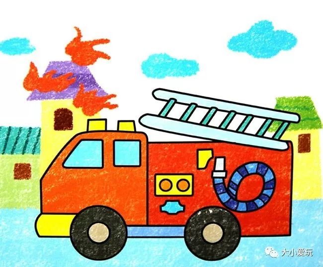 消防站卡通简笔画图片
