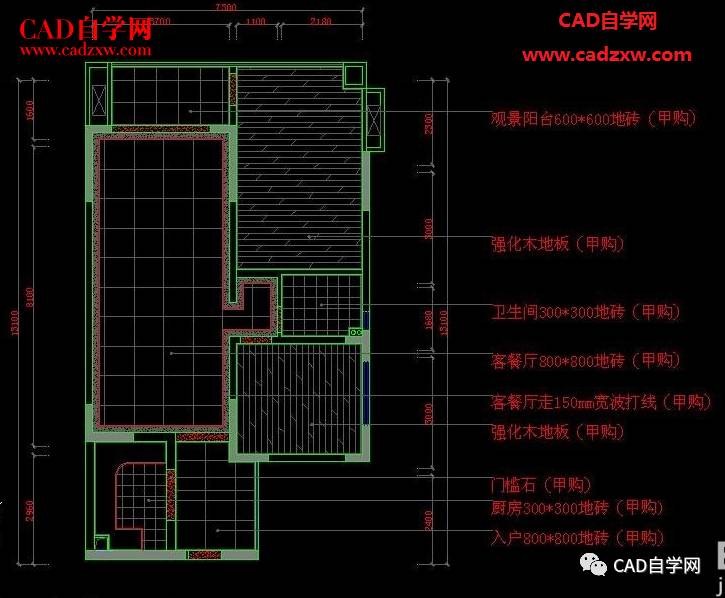 cad地面铺装图文字标注图片