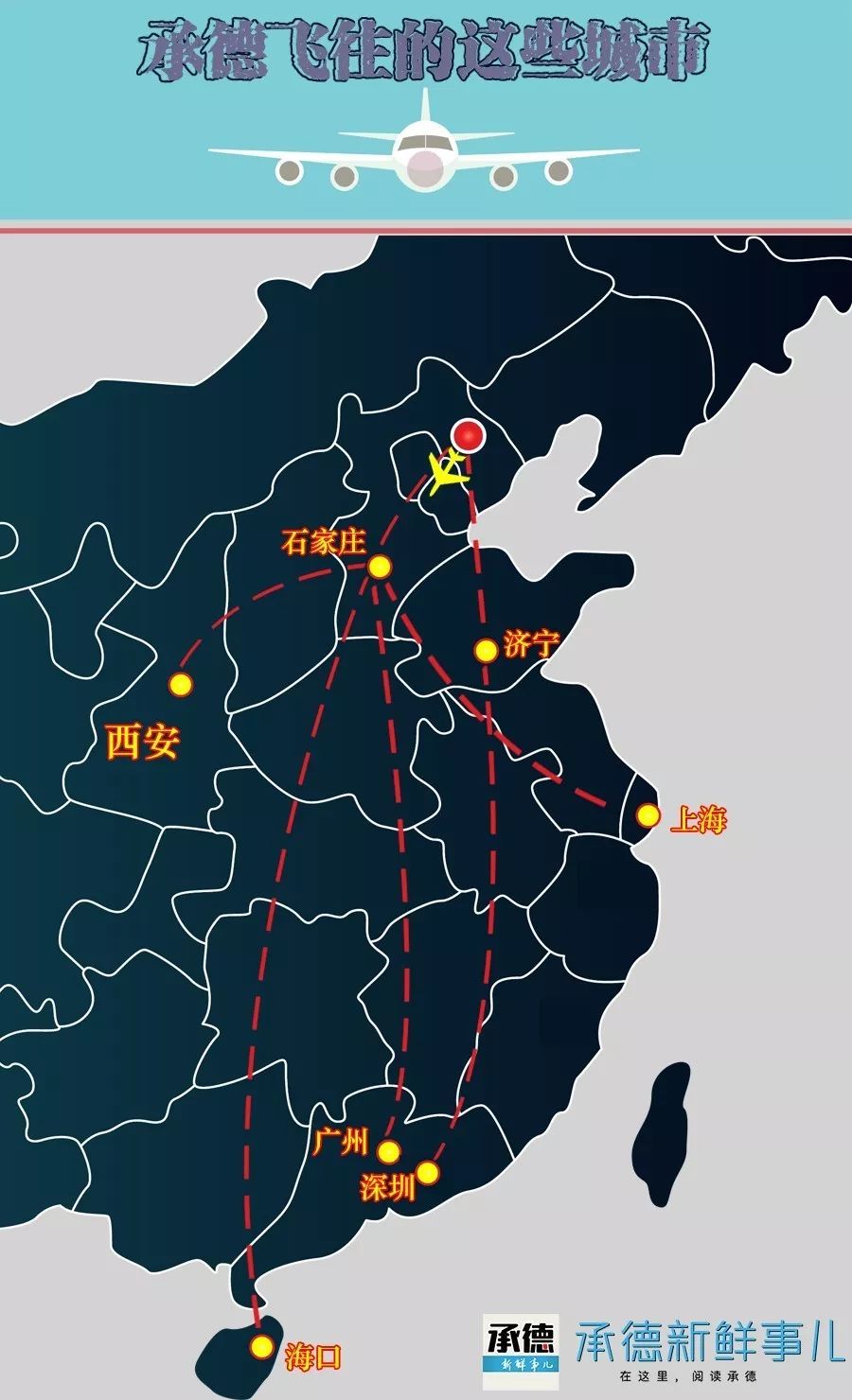 承德機場新航線何止西安和深圳?還有廣州,濟寧和海口!