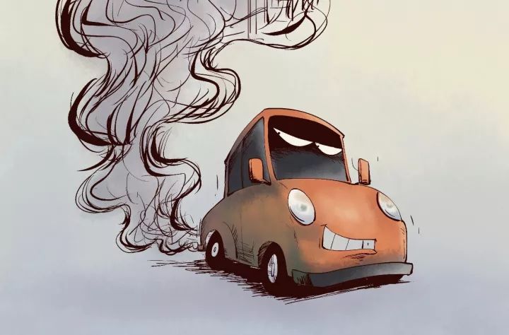 汽车尾气污染绘画图片