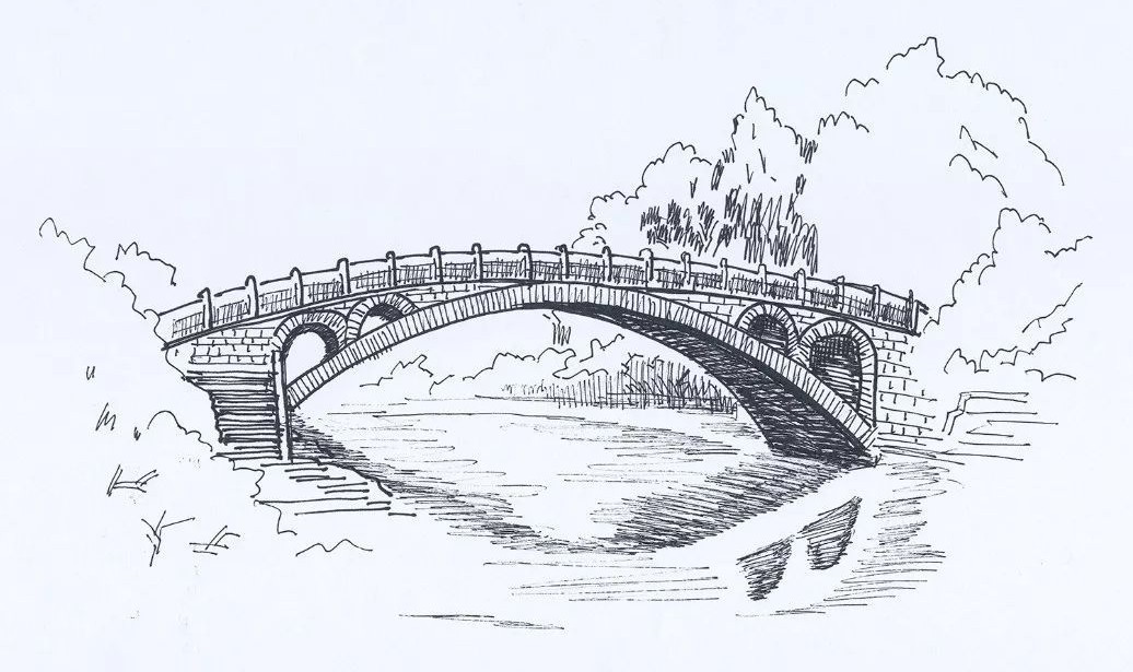 古代的桥怎么画简笔画图片