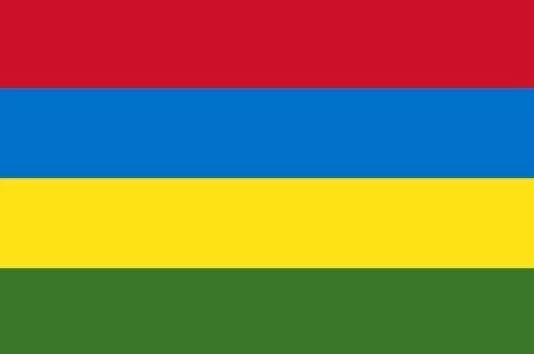 毛里求斯共和国国旗比例2:3红,蓝,黄,绿四条横旗