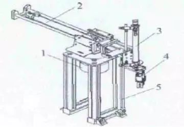 气动机械手的整体结构如下图1所示,主要是由铝型材立柱,摆缸,升降气缸