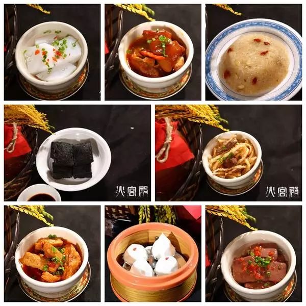 火宫殿八大传统小吃,臭豆腐,红烧猪脚,肉丝馓子,三角豆腐,龙脂猪血