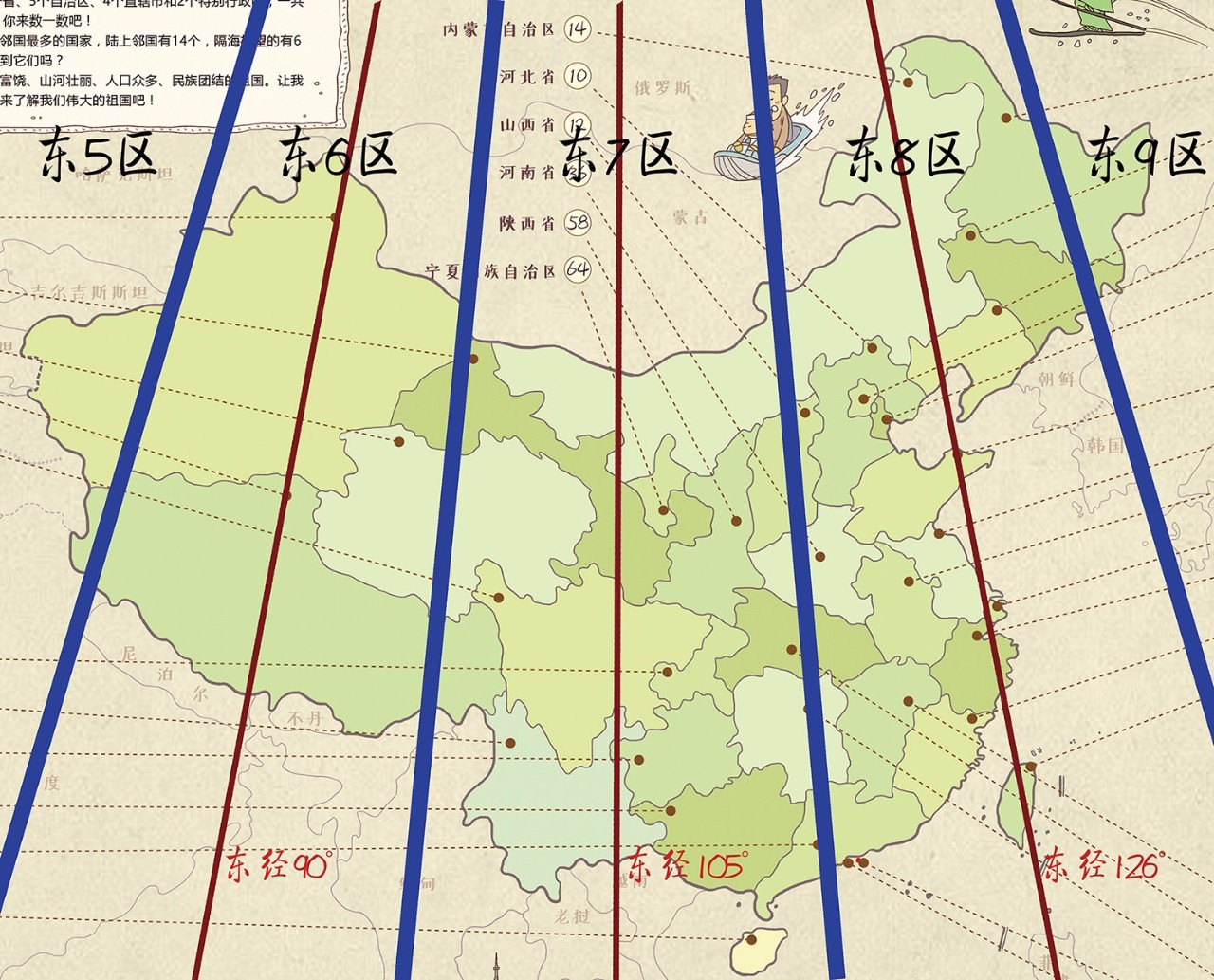 虽然中国统一使用北京时间,按照东加西减的规律,北京和新疆时差为2