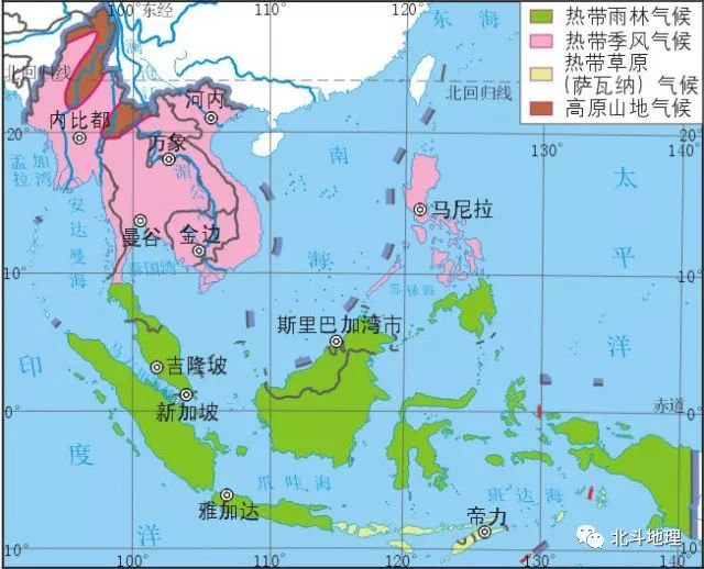 东南亚气候 分布图图片