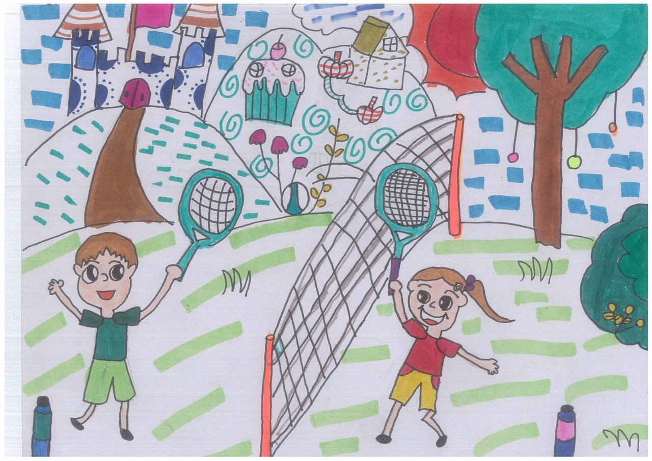 网球文化绘画作品图片