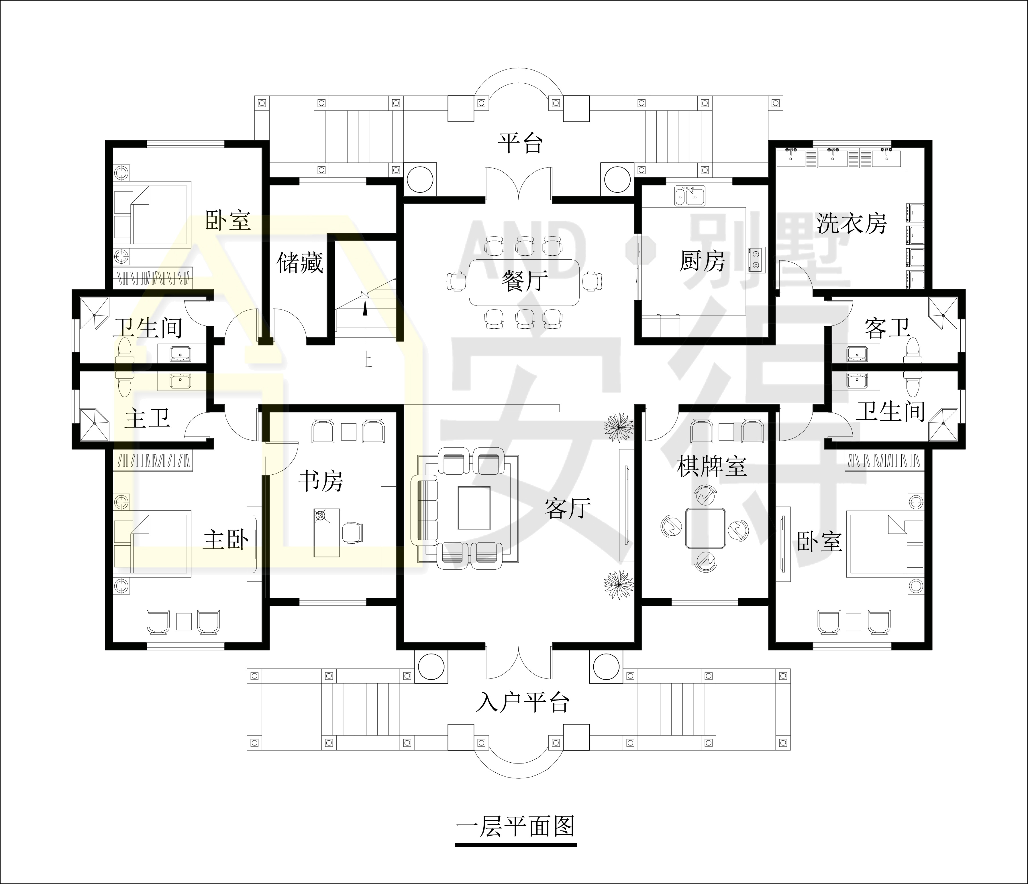 二层平面图 宽敞家庭厅