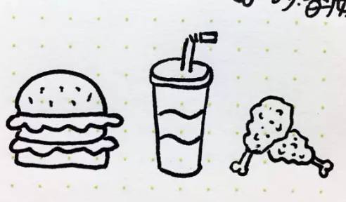 儿童简笔画可乐鸡腿和汉堡