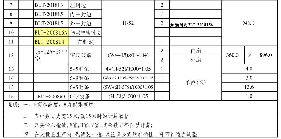 门窗知识断桥铝合金推拉门窗下料公式大全