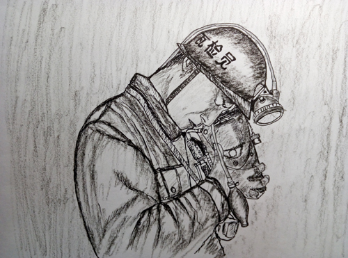 煤矿工人素描作品图片