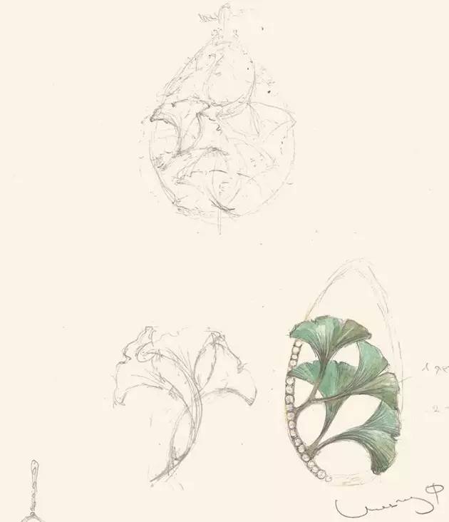 植物首饰设计手稿图片