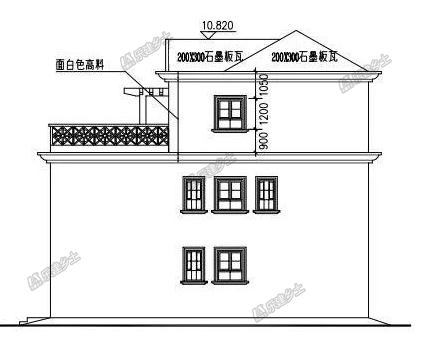 東立面圖▲ 西立面圖這套框架別墅採用蒸壓加氣混凝土空心砌塊砌築