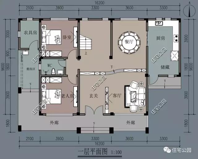 农村2层别墅16x96米,7室2厅,经济实用!