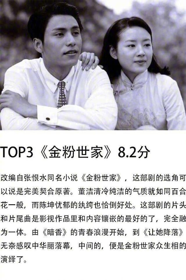 十部豆瓣评分最高的民国电视剧,民国戏界杠把子陈坤占三部