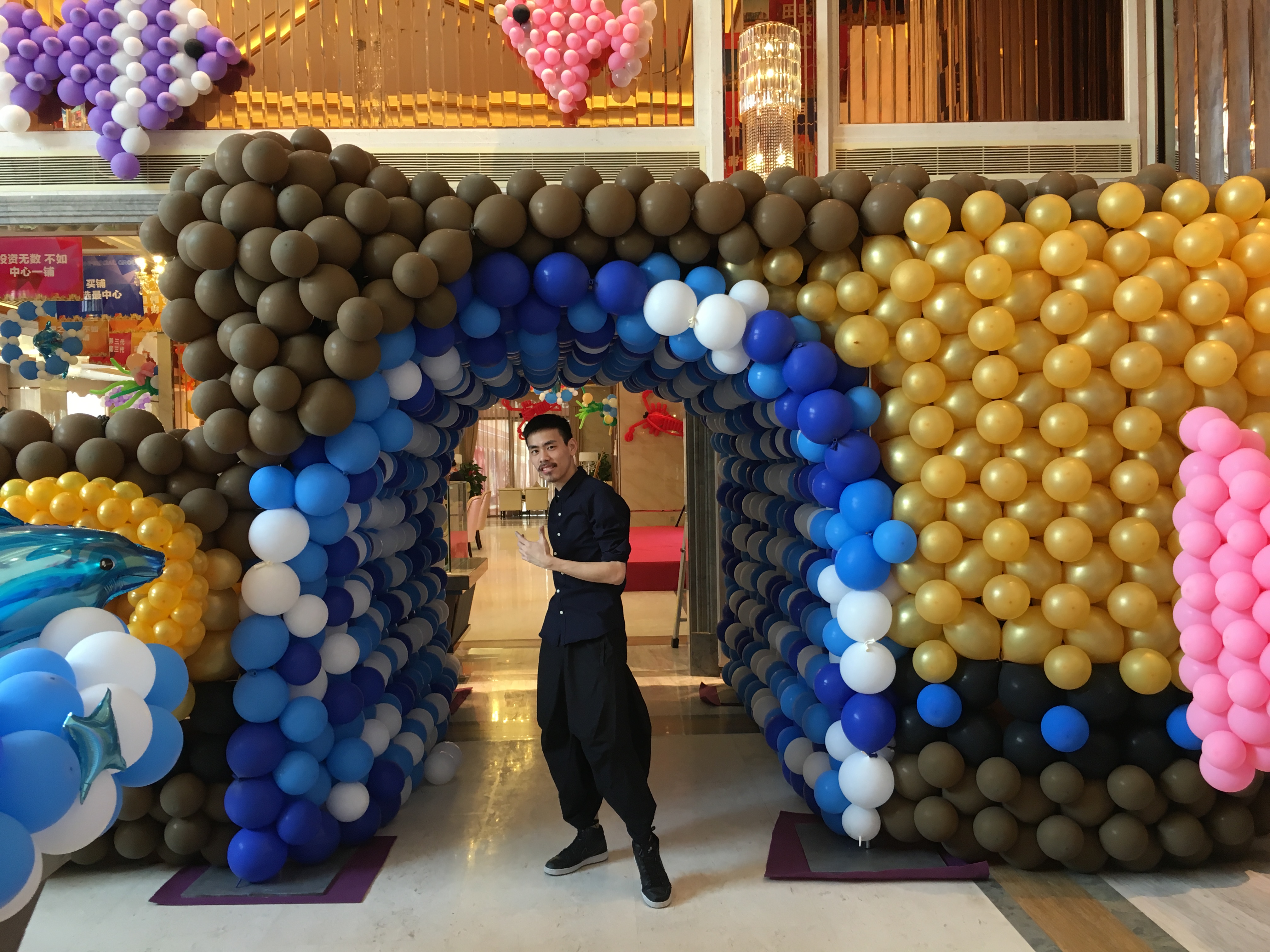 梅州五华奥园地产国庆气球海洋主题气球布置国隆传媒