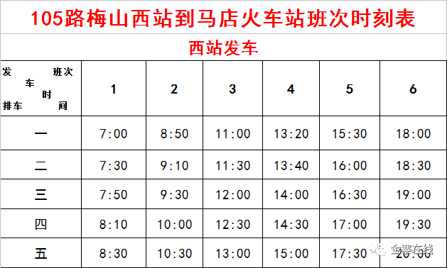 梅山公交停車場—開順敬老院103路:梅山公交停車場—金梧桐政務中心