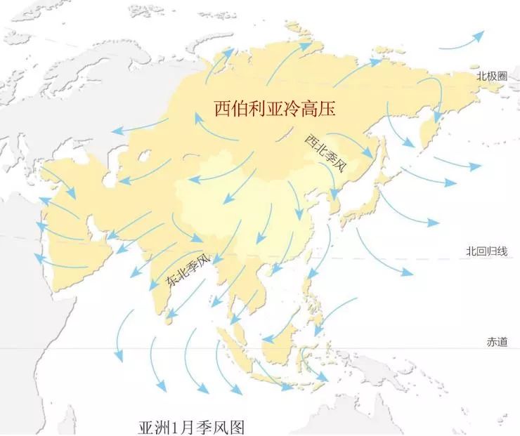 亚洲季风风向示意图图片