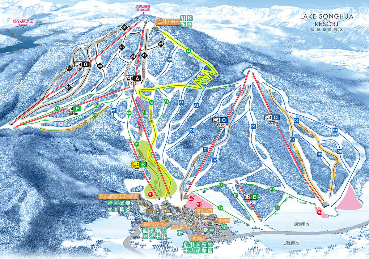 金山岭滑雪场雪道图图片