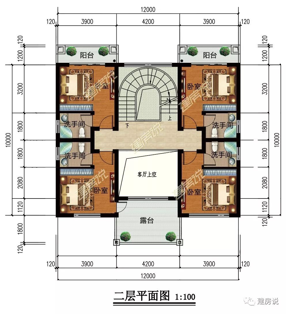 弧形楼梯别墅户型图图片