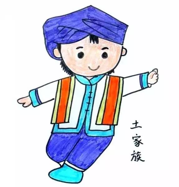 学习中国少数民族服饰儿童画作品,了解各民族服饰文化特点,学习绘画的