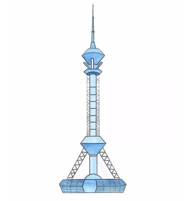 电视塔简笔画涂色图片