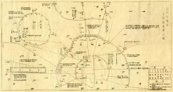 图为我地下工作者冒着生命危险收集情报绘制的石家庄"城防图(局部)