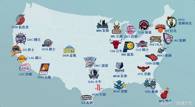 美国nba球队分布图2021图片