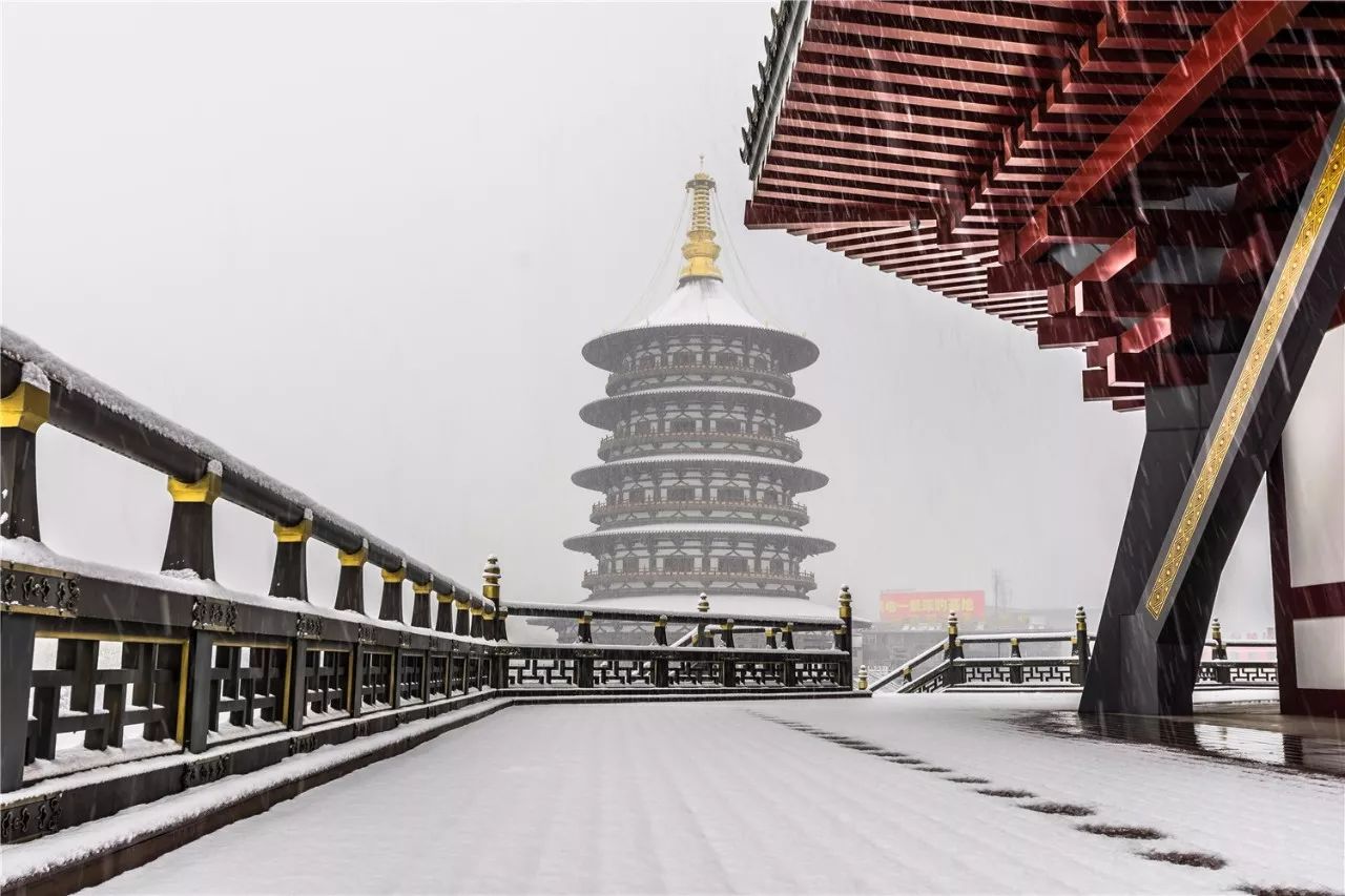 雪后的白马寺,有一种特别的静谧之美,洁白映衬着千年古刹,分外妖娆