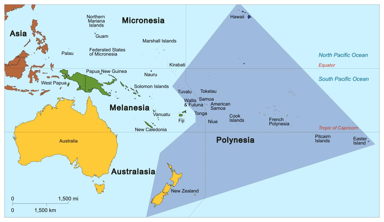 地圖:密克羅尼亞群島(micronesia);馬來西亞群島(melanesia),波利尼