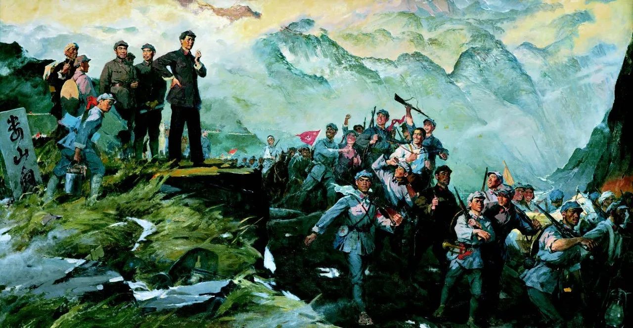 全山石《八女投江 布面油画 200cm×30cm 1963年