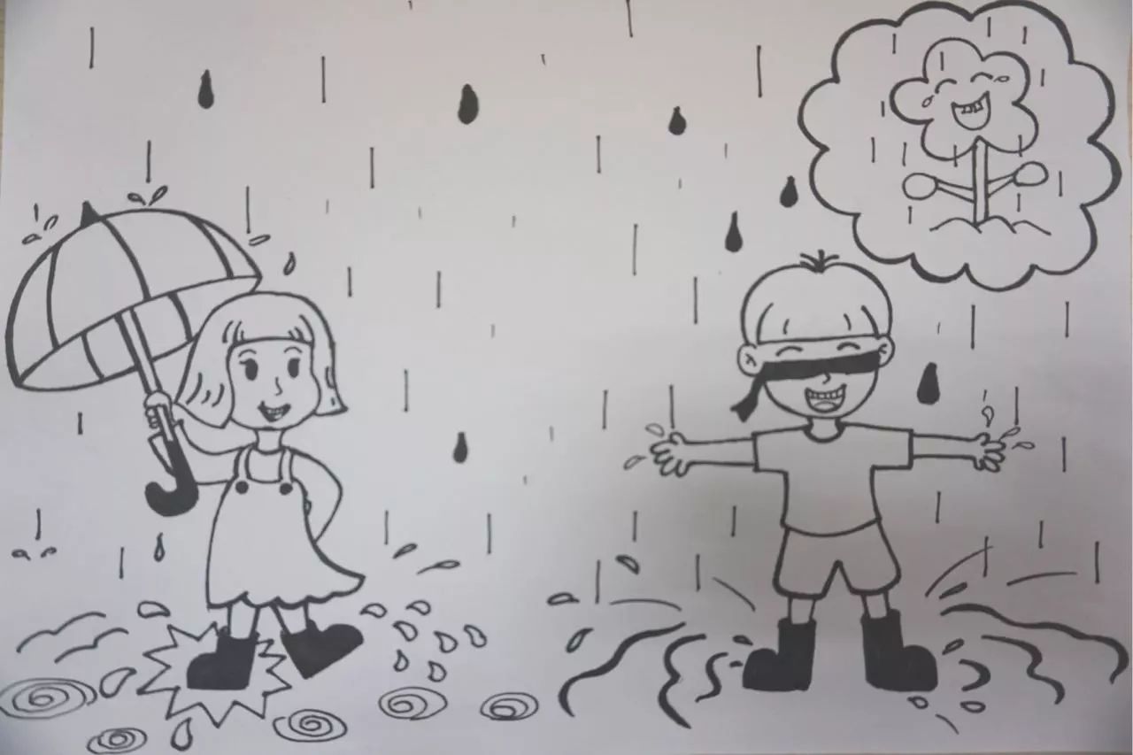 雨中的故事简笔画图片