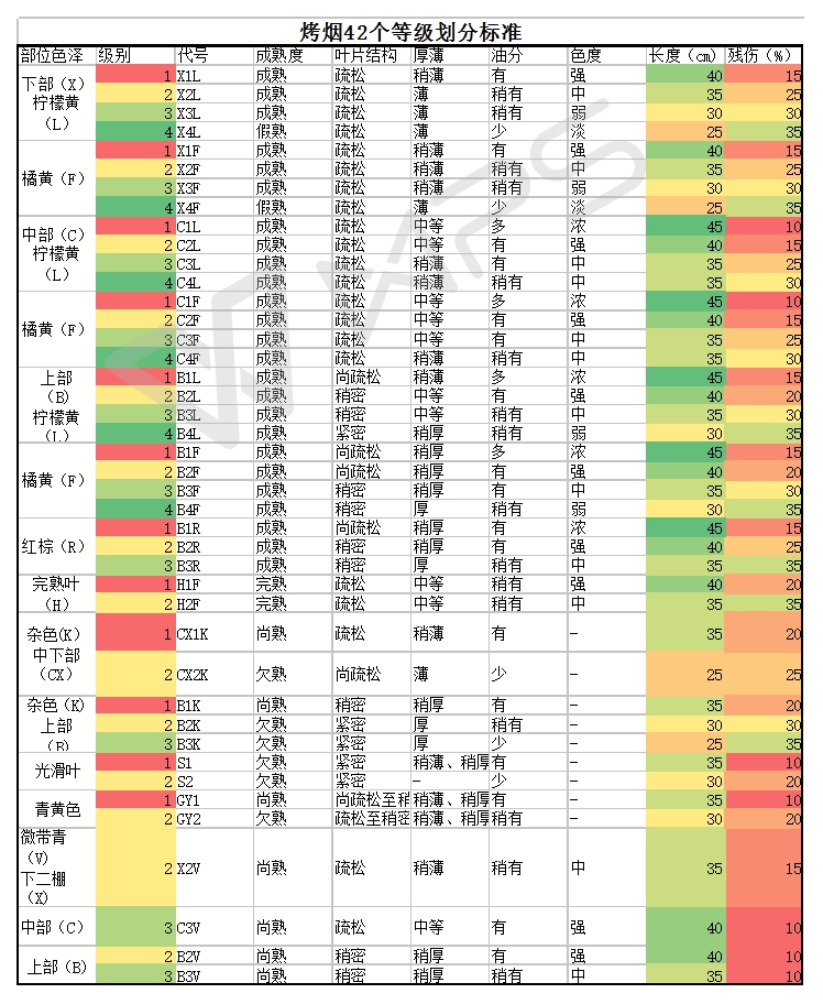 烟叶分级图片