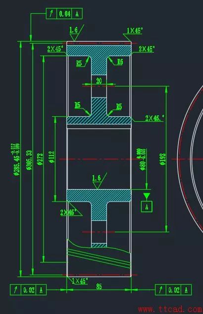 autocad2018绘制齿轮零件图