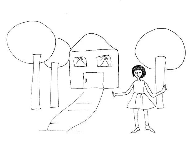 人和树和房子的简笔画图片