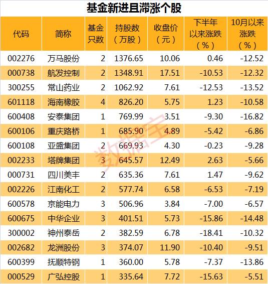 机构新进滞涨股仅剩这16只