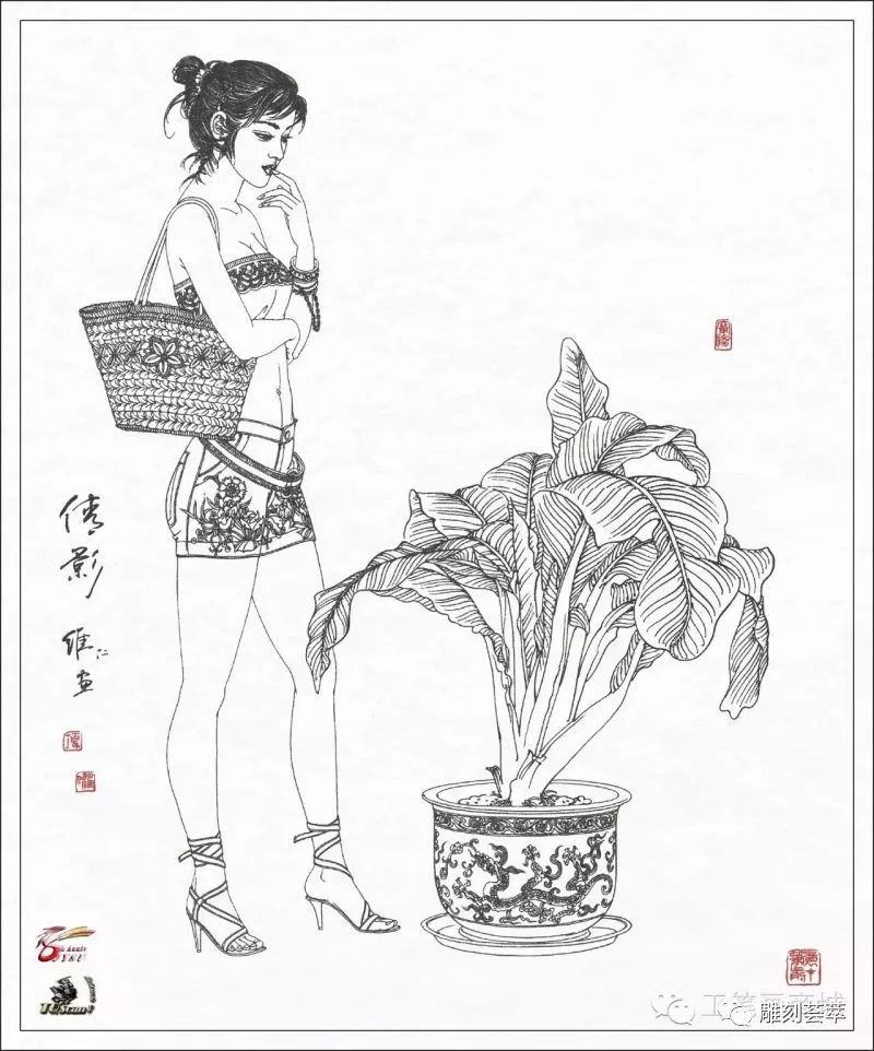 工筆白描人物(玉雕素材)