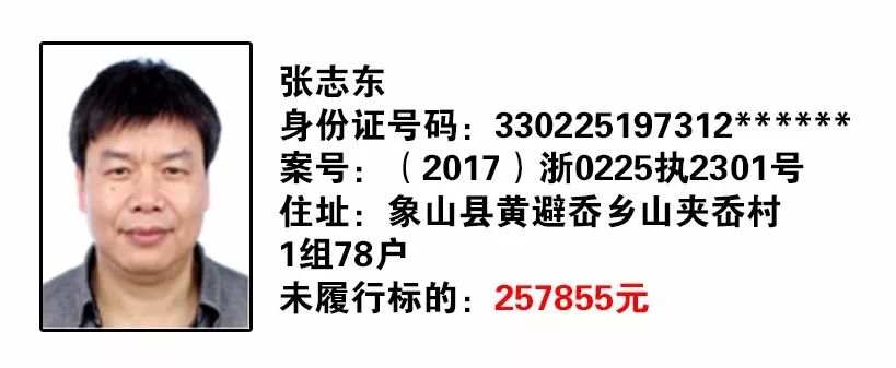 【曝光】象山人民法院再次集中曝光40名"老赖,有你认识的吗?