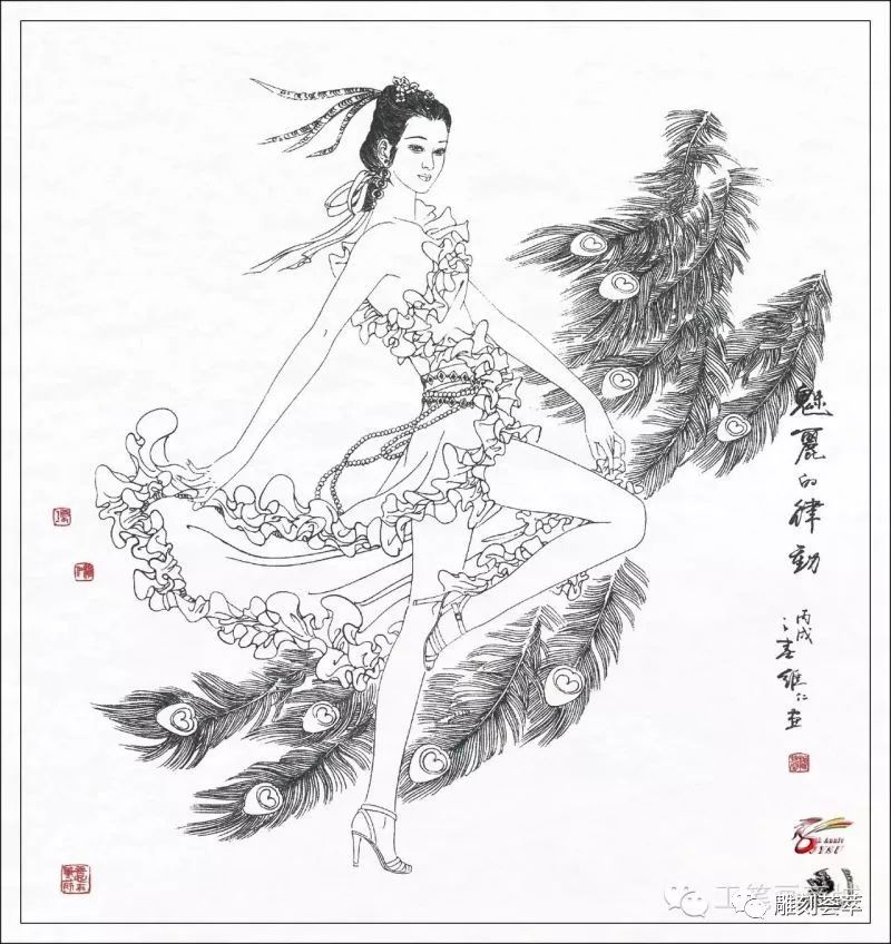 工筆白描人物玉雕素材