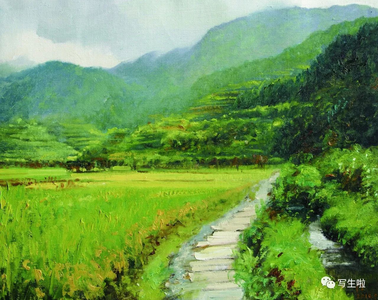 美丽乡村汪辉婺源风景写生作品