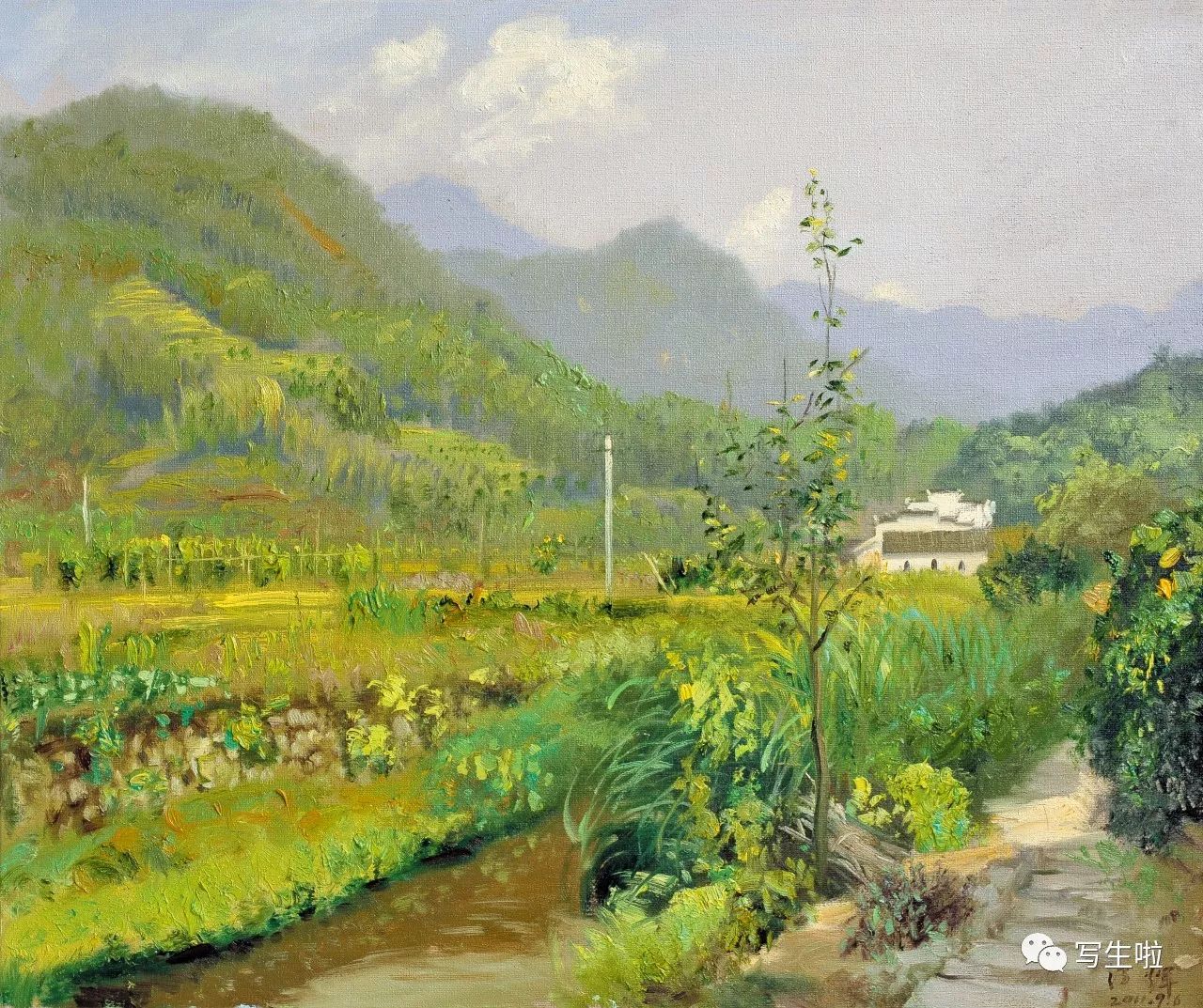 美丽乡村汪辉婺源风景写生作品