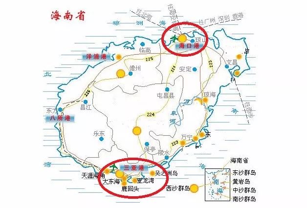 2017年12月1日起海南省主要港口