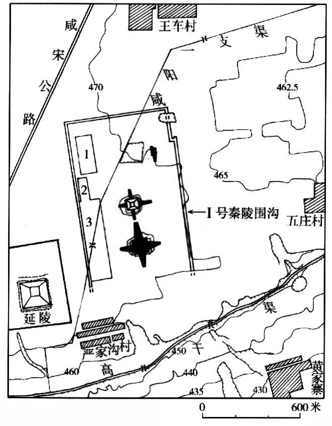 圖十二 秦芷陽東陵一號陵園內兩座大墓此外,近年在西安南郊神禾塬上