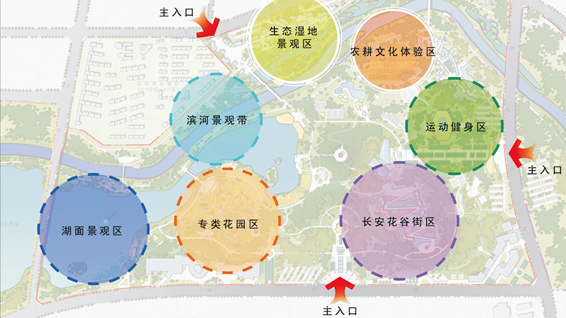 潏河湿地公园功能分区图 以湿地公园必不可少的亲水平台为例