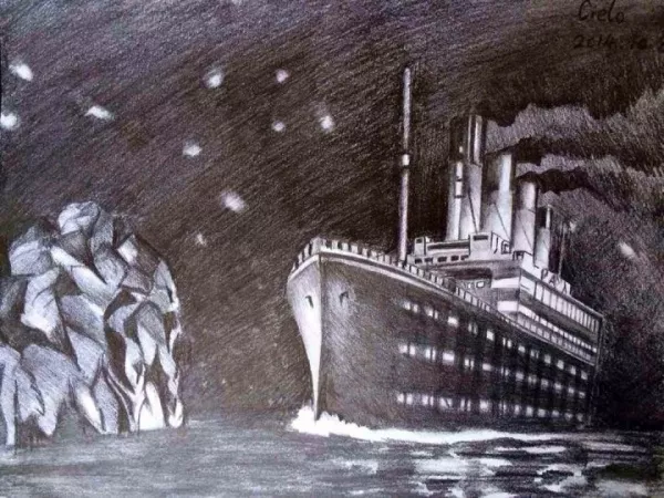 泰坦尼克号画画的镜头图片
