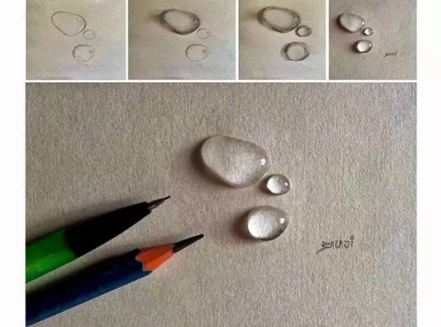 美术高考绘画教程:不同画法的水滴