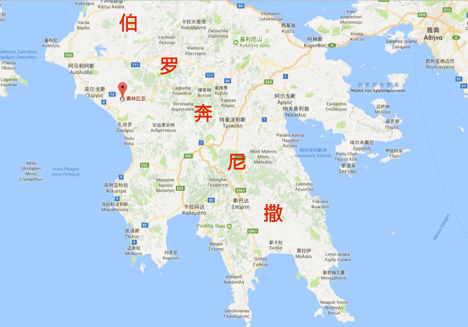 (伯罗奔尼撒半岛地图)