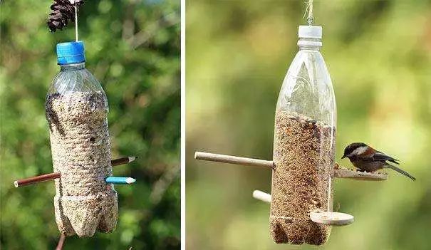 矿泉水瓶鸟类投食器图片