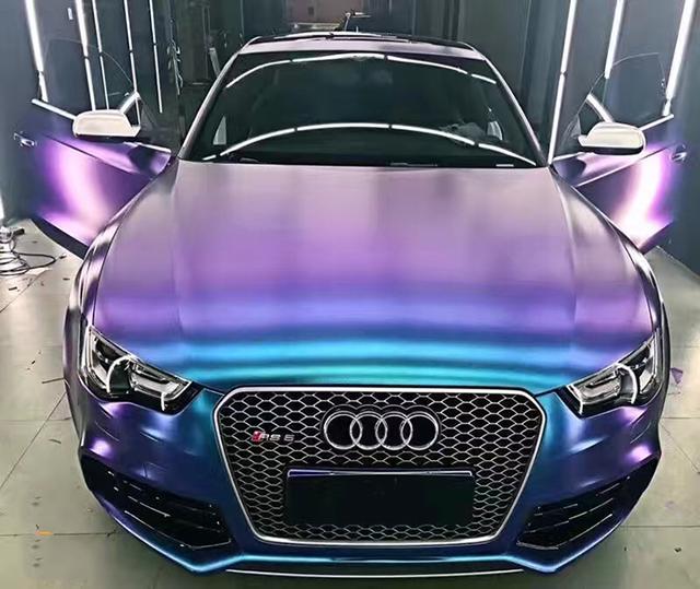 奥迪rs5车身改色电光紫魅蓝案例分享鬼斧神工的杰作