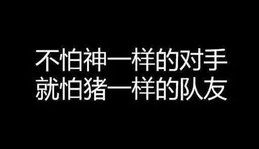 人生在世,不怕神一样的对手,就怕猪一样的队友@知乎网友weishuo1999